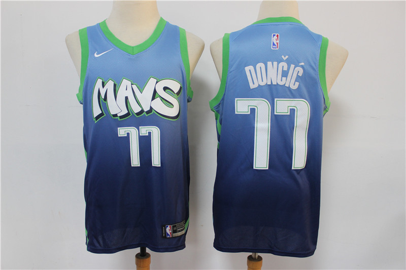 Cheap Men Dallas Mavericks 77 Doncic Blue City Edition Game Nike NBA Jerseys